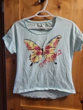 Women's Light Blue Butterfly Amnesia IBIZA Shirt